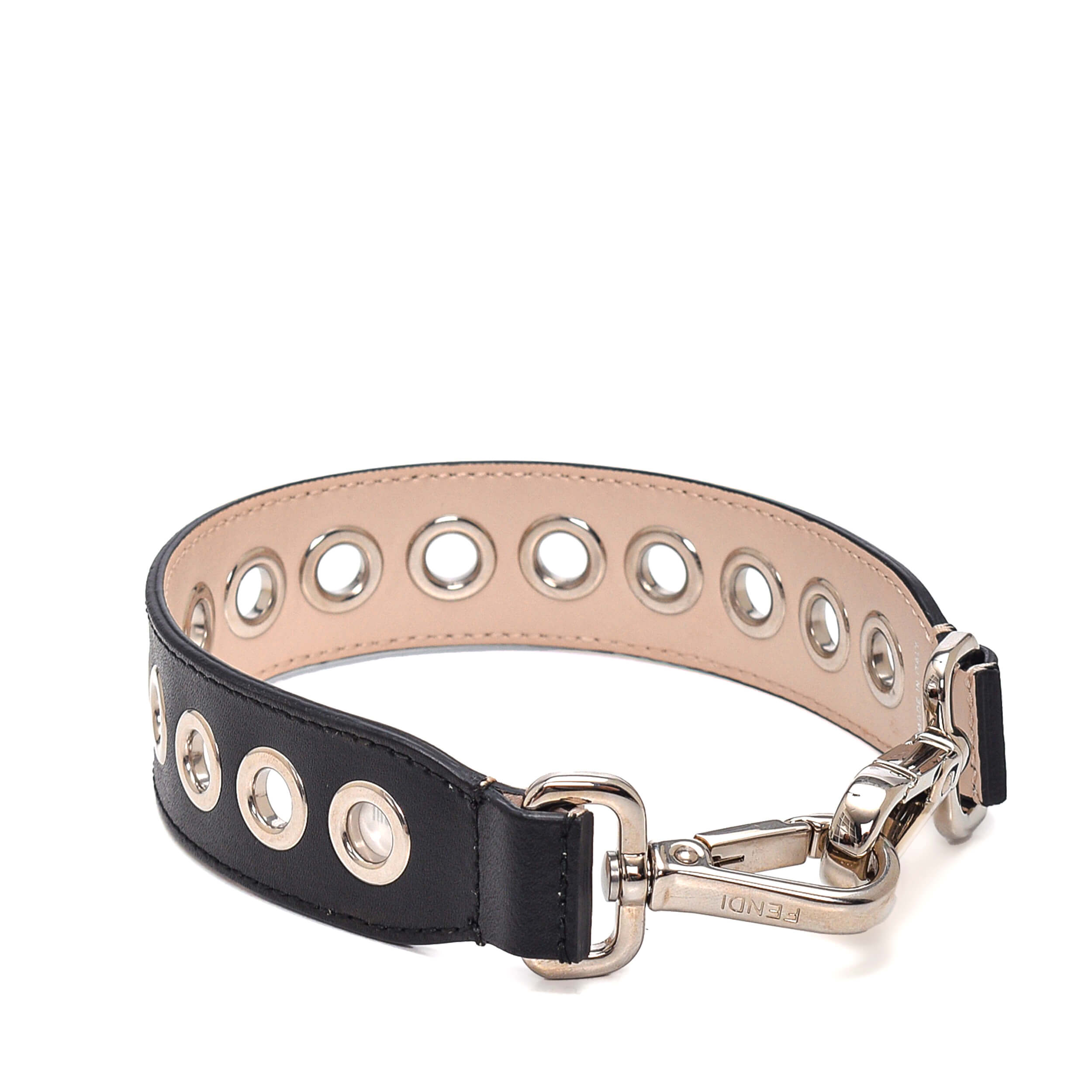 Fendi - Black Leather Perforated Strap